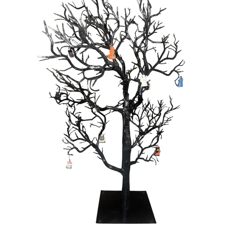 XL 27 Inch Tall Halloween Decoration Bare Branch Tree with Miniature Figurines